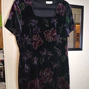 Velvet black floral dress